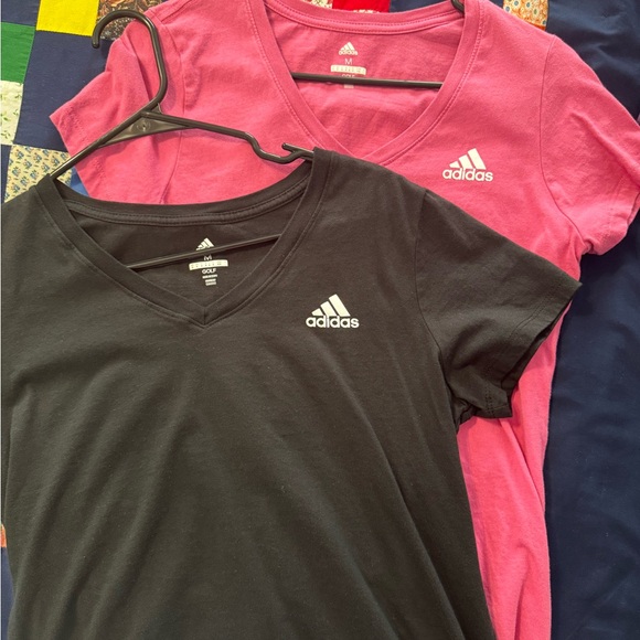 Adidas V-Neck T-Shirts in Black and Pink - Picture 1 of 1